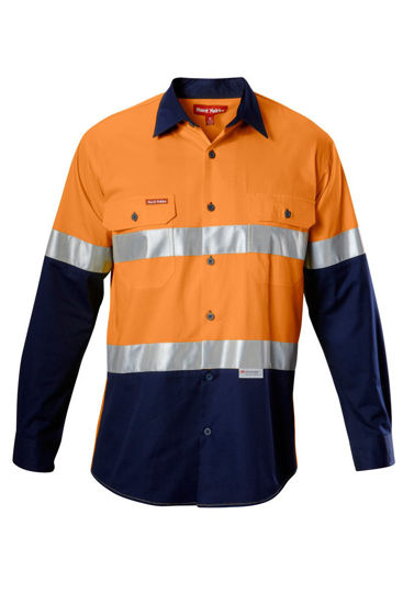 Picture of Hard Yakka Koolgear Hi-Visibility Two Tone Cotton Twill Ventilated Shirt With Tape Long Sleeve Y07978