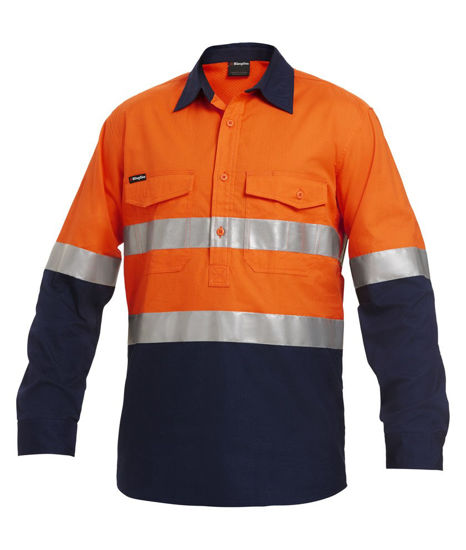 Picture of Kinggee Workcool 2 Reflective Spliced Closed Front Shirt Long Sleeve K54886