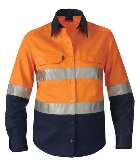 Picture of Kinggee Women'S Reflective Spliced Drill Shirt Long Sleeve K44532