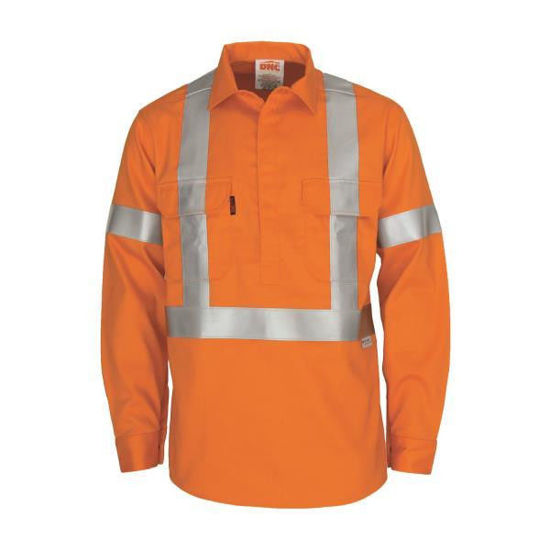 Picture of Dnc Patron Saint Flame Retardant Arc Rated Closed Front Shirt With 'X' Back 3M F/R R/Tape - Long Sleeve 3408