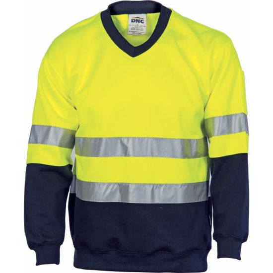 Picture of Dnc Hi-Vis Fleecy Sweat Shirt With Generic Ref. Tape V-Neck 3921