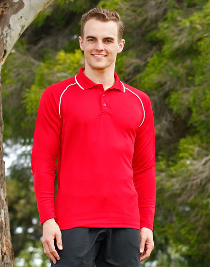 Picture of Winning Spirit Men'S Cooldry Raglan L/S Polo PS43