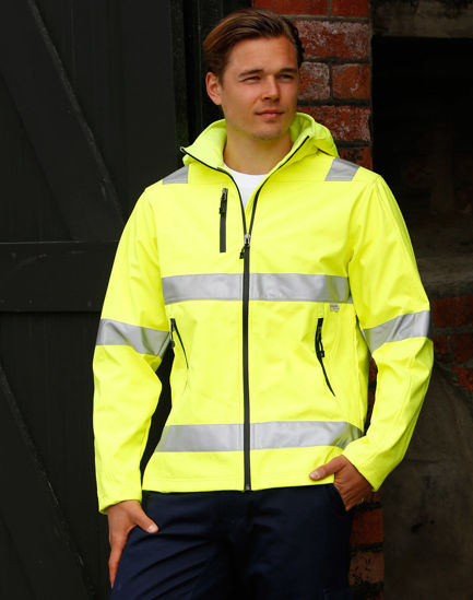 Picture of Winning Spirit Hi-Vis Softshell Hooded Jacket With 3M Tape SW30