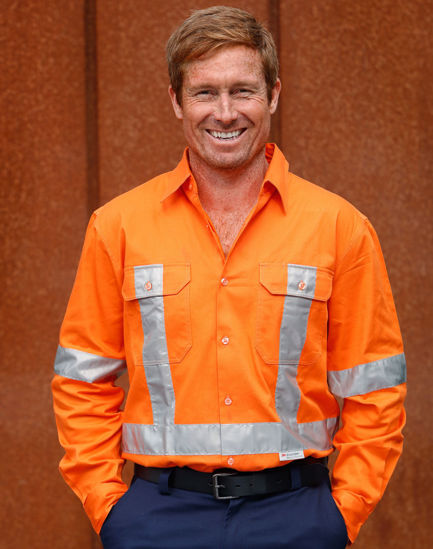 Picture of Winning Spirit Men'S Hi-Vis L/S Drill Shirt With 3M Tapes SW56