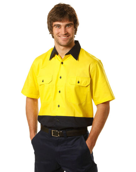 Picture of Winning Spirit Hi-Vis Two Tone S/S Cotton Work Shirt SW57