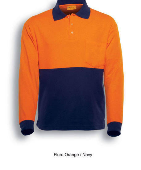 Picture of Bocini Unisex Adult Hi-Vis Poly/Cotton Polo -Longsleeve SP0380