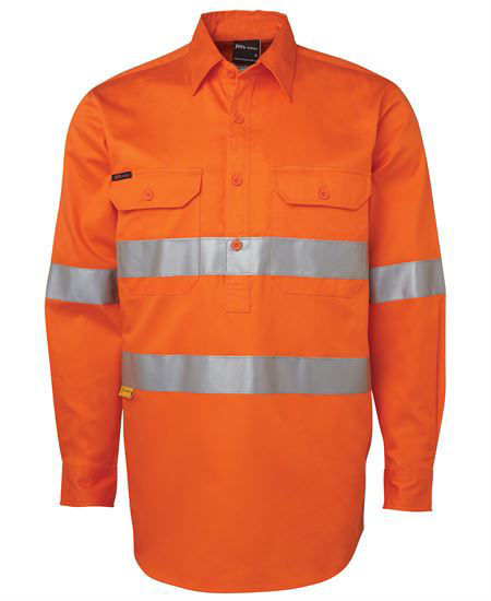 Picture of JB's wear Hi Vis (D+N) Close Front Long Sleeve Shirt 190G 6HWCF
