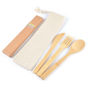 Picture of Miso Bamboo Cutlery Set & Straws in Calico Pouch LL8795